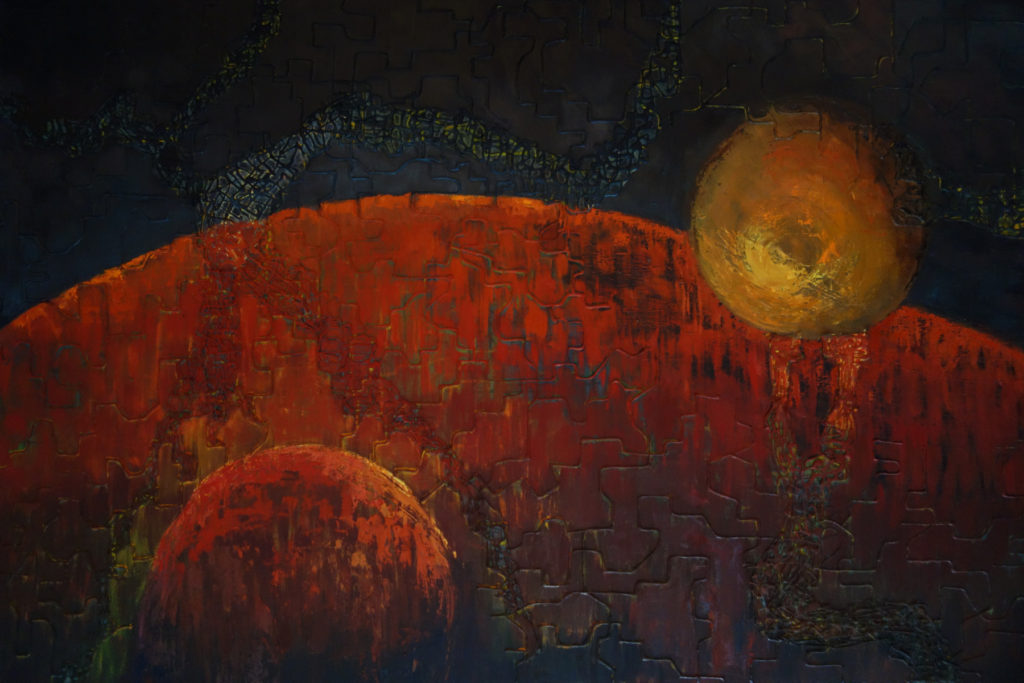 Przenikanie 2, technika mieszana na płótnie, 110x170cm, 2015