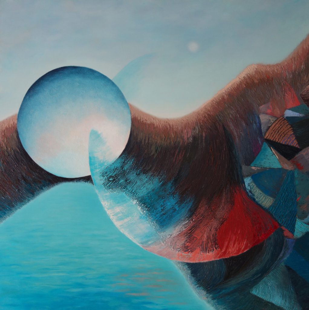 Anna Stawowczyk, PRZEBUDZENIE, olej na płótnie, 90x90cm, 2021