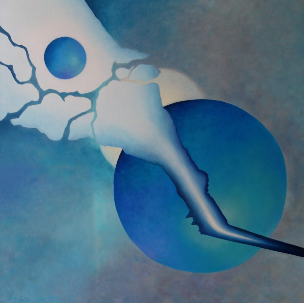 Stawowczyk WAITING, olej na płótnie, 100x100cm, 2021